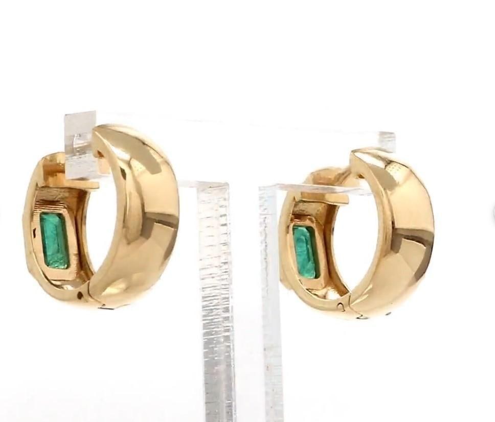 0.52 cts Natural emerald earrings in 14k gold - 10