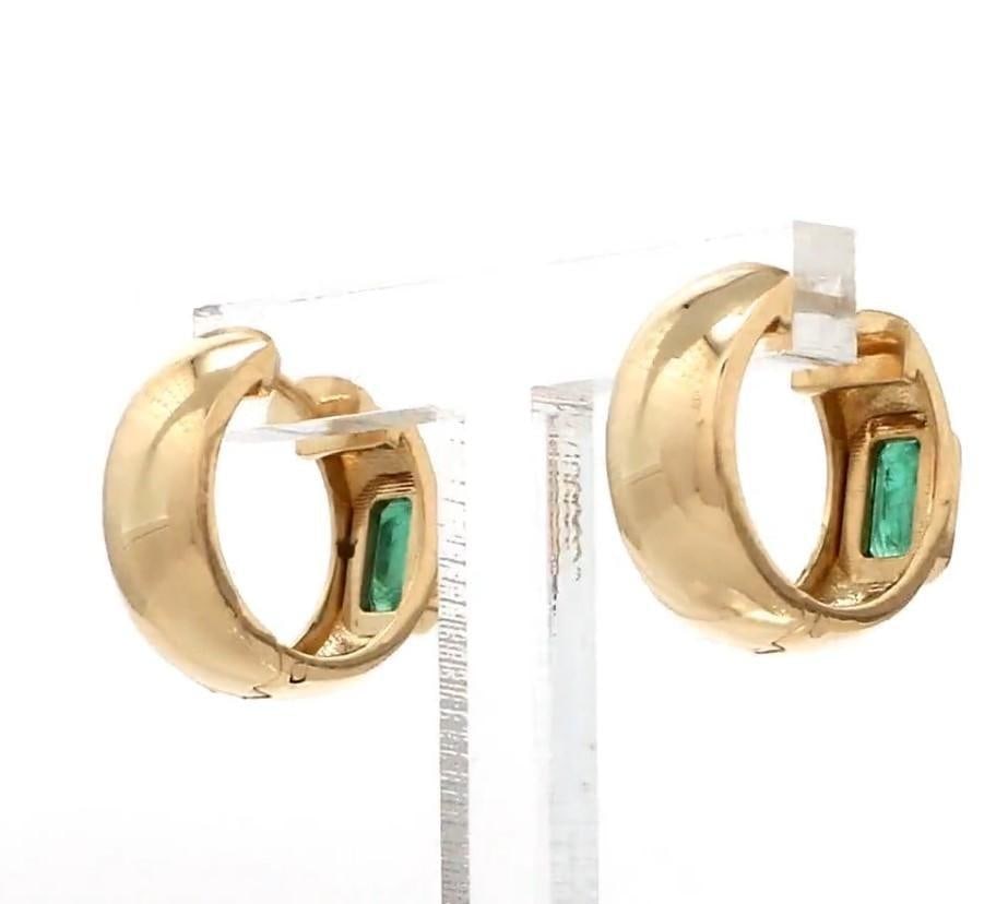 0.52 cts Natural emerald earrings in 14k gold - 13