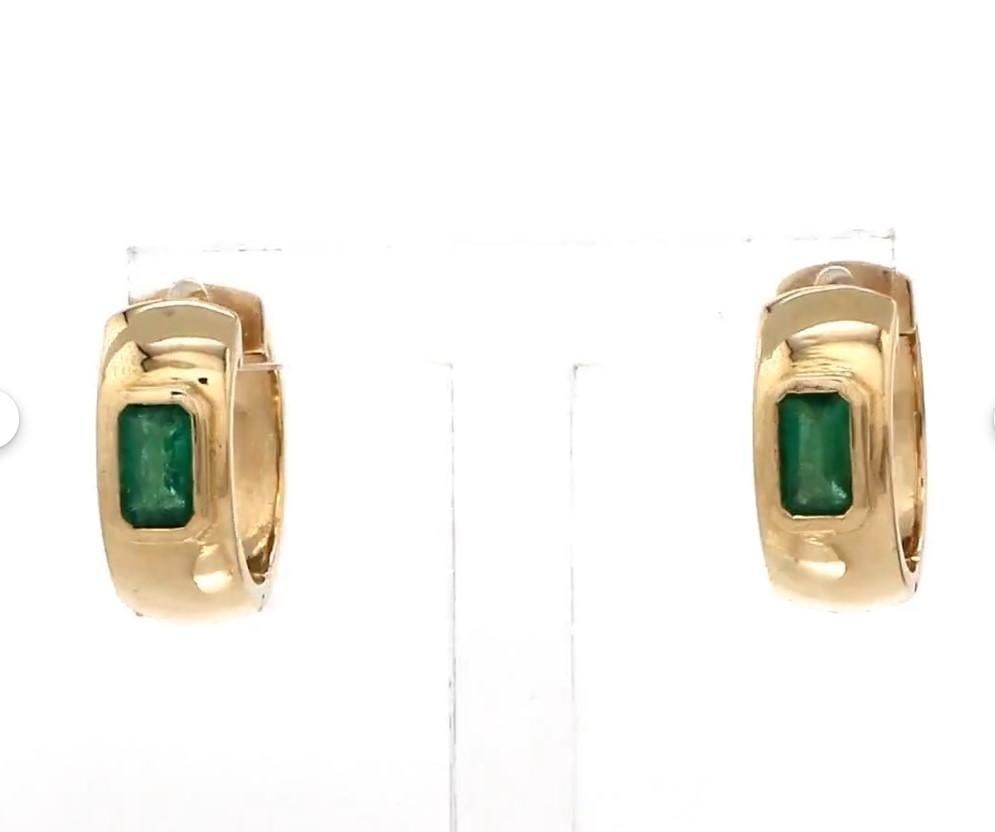 0.52 cts Natural emerald earrings in 14k gold - 2