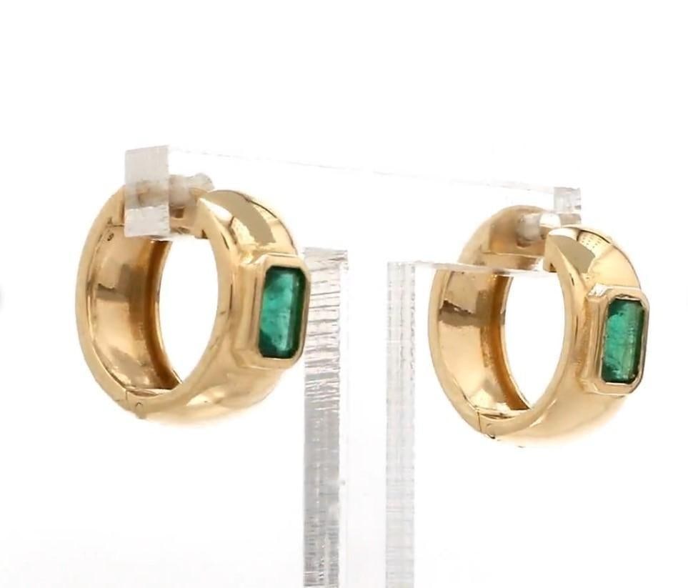 0.52 cts Natural emerald earrings in 14k gold - 5