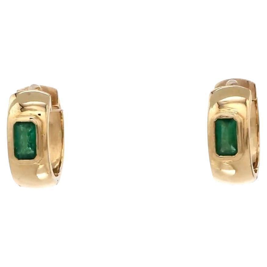 0.52 cts Natural emerald earrings in 14k gold - 6