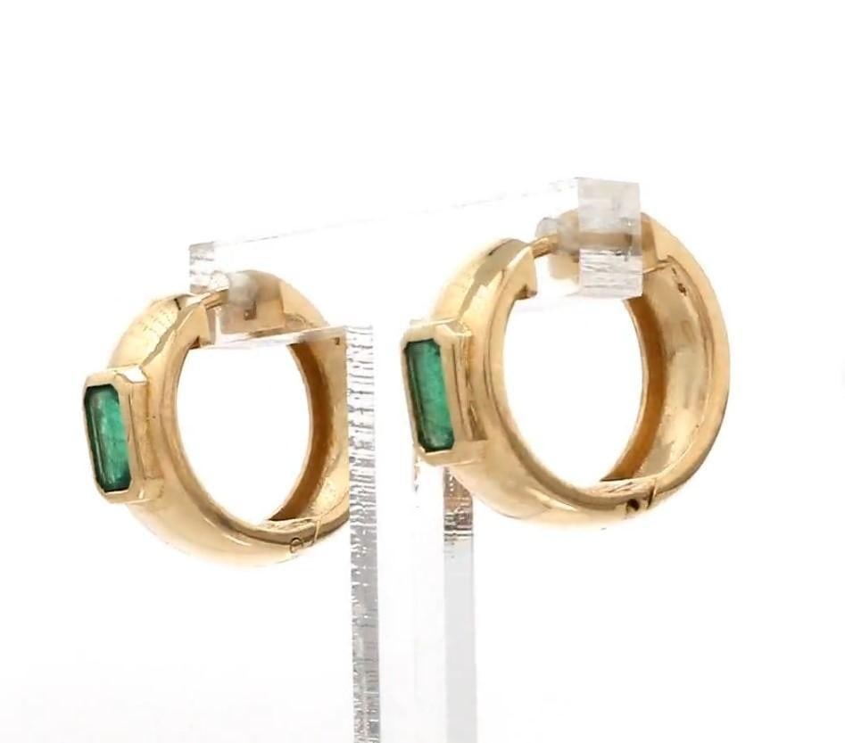0.52 cts Natural emerald earrings in 14k gold - 9