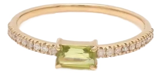 Natural 0.35 cts Peridot & 0.14 cts diamond ring in 14k gold: Peridot diamond ring gold Natural Peridot gemstone emerald cut diamond ring gold Mini green peridot diamond dainty ring gold GEMSTONE DETAILS : âœ¦ Gemstone : Peridot âœ¦