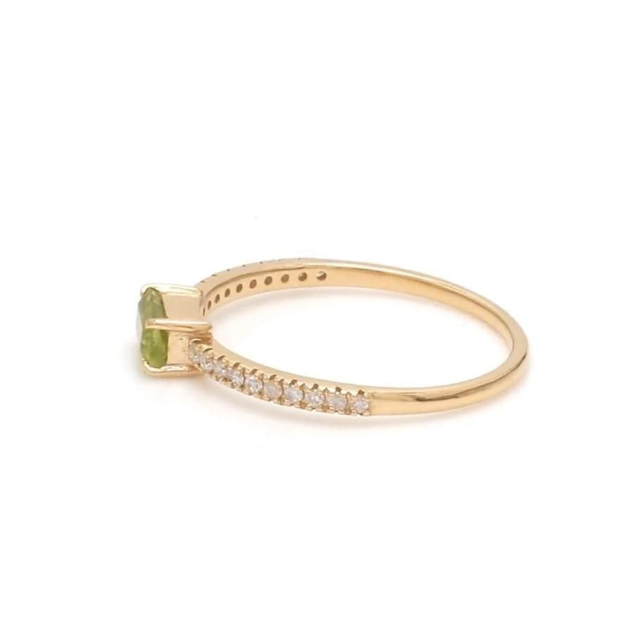 Natural 0.35 cts Peridot & 0.14 cts diamond ring in 14k gold - 8