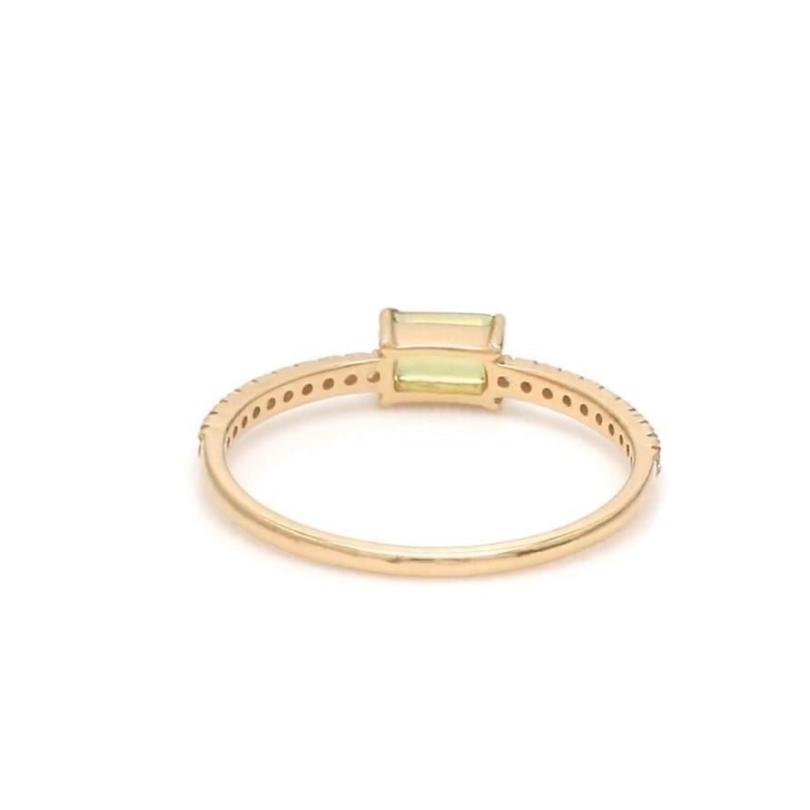 Natural 0.35 cts Peridot & 0.14 cts diamond ring in 14k gold - 9