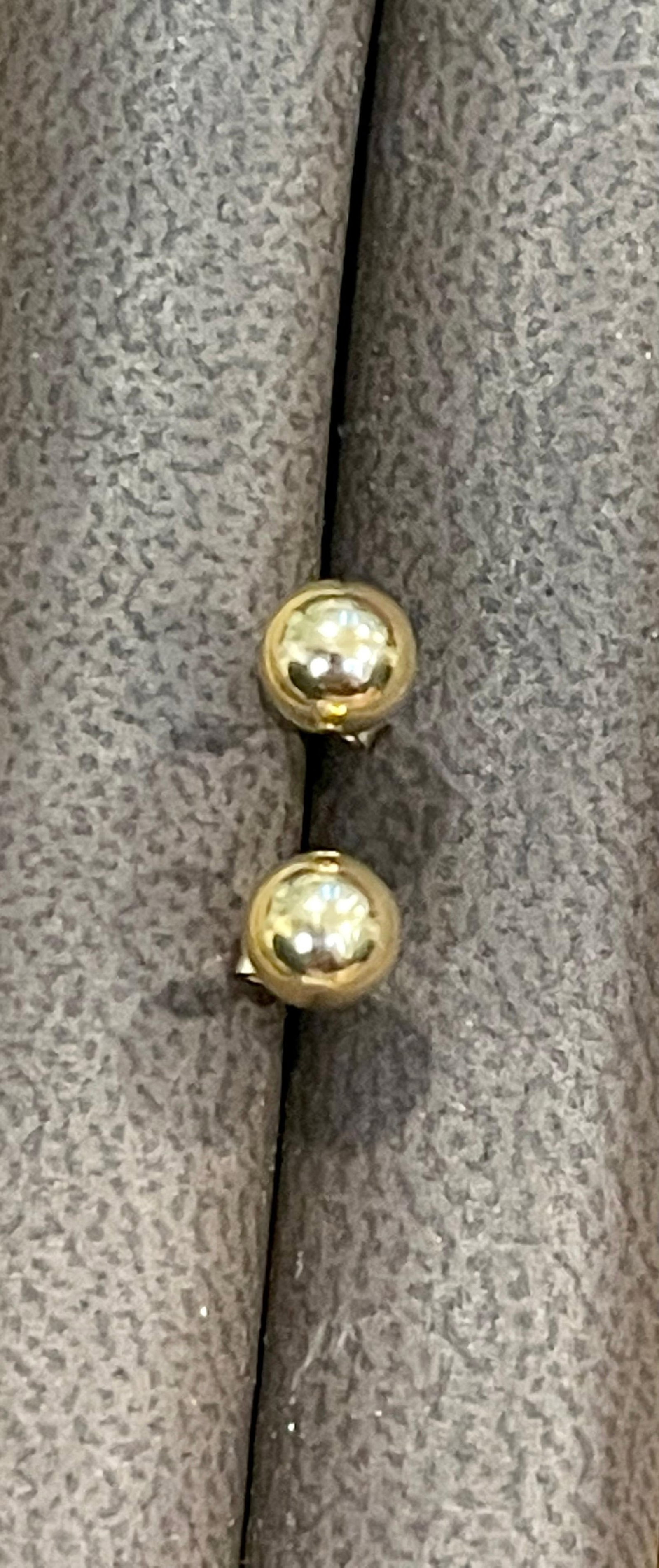 Round Ball Plain Gold Stud Post Earrings 14 Karat Yellow Gold - 4