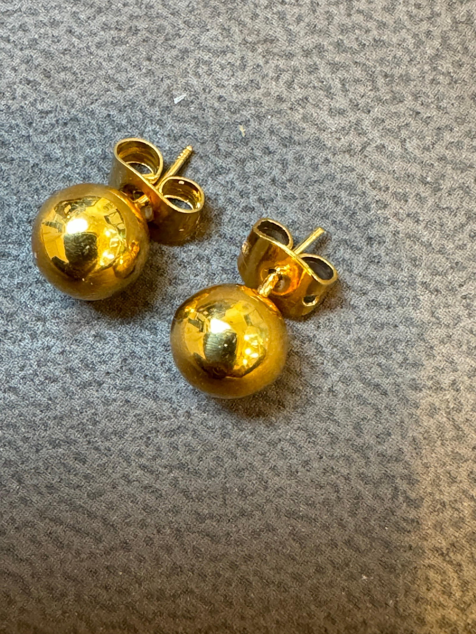 Round Ball Plain Gold Stud Post Earrings 14 Karat Yellow Gold - 9