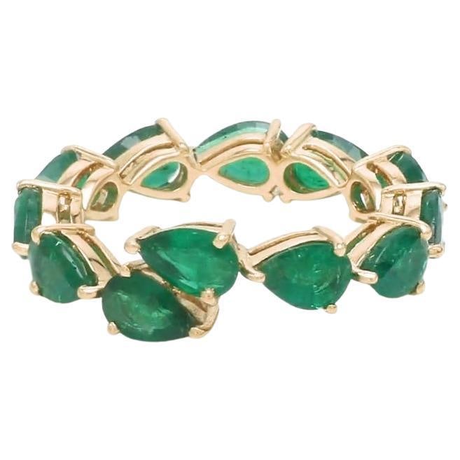 Natural 3.90 CTS Zambian emerald snake band ring in 18k gold - 15