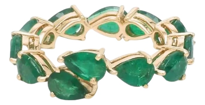 Natural 3.90 CTS Zambian emerald snake band ring in 18k gold (1 of 18)