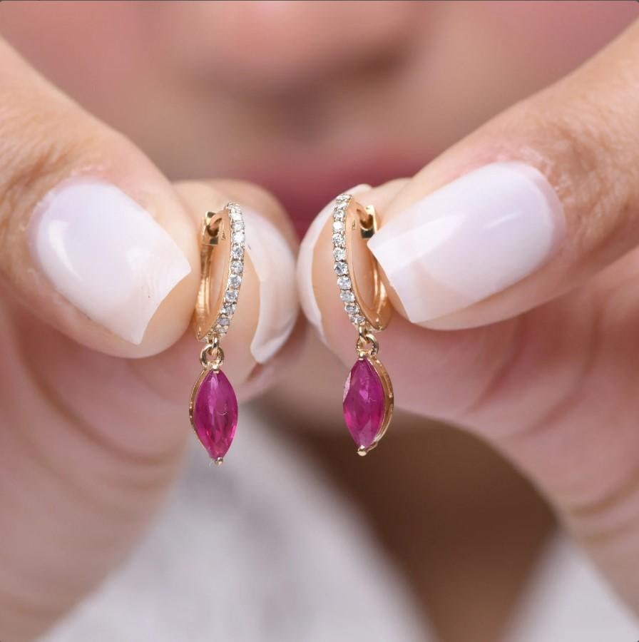 1.02 Cts Natural ruby earring in 18k gold - 13