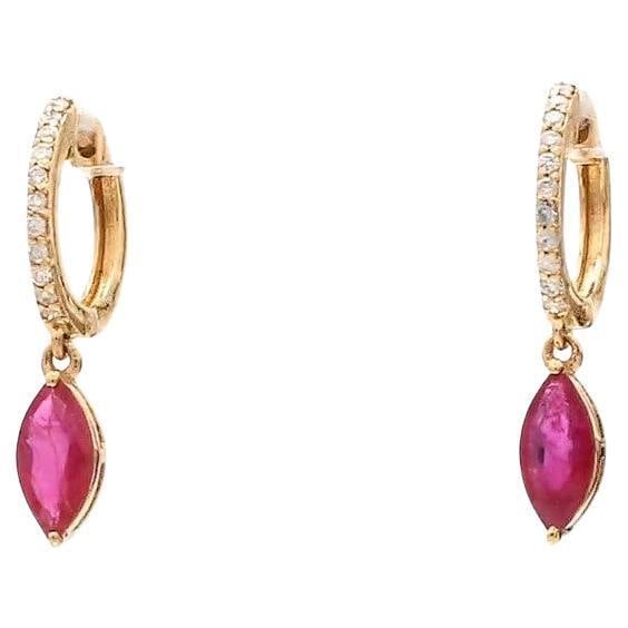 1.02 Cts Natural ruby earring in 18k gold - 5