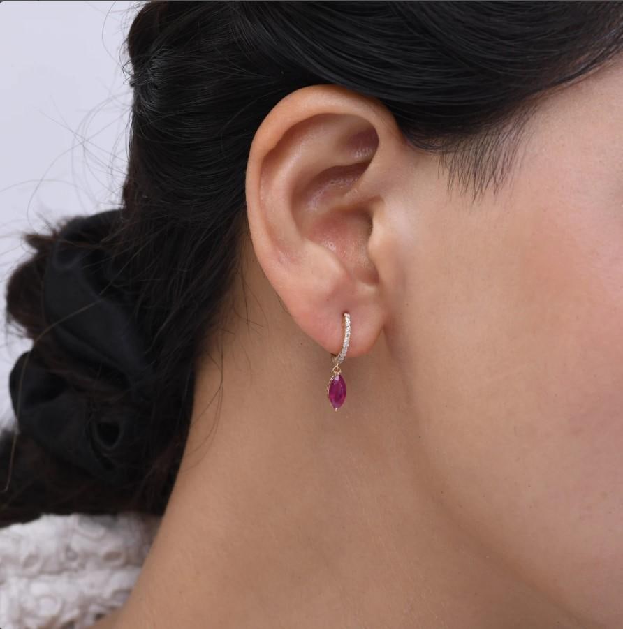1.02 Cts Natural ruby earring in 18k gold - 8