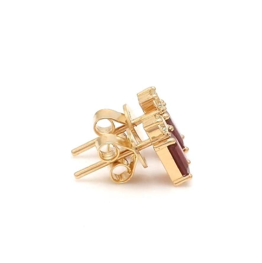 1.24 cts Natural ruby and 0.21 diamond earrings in 14k gold - 4