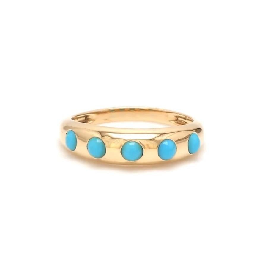 Natural 0.61 cts turquoise ring in 14k gold - 7