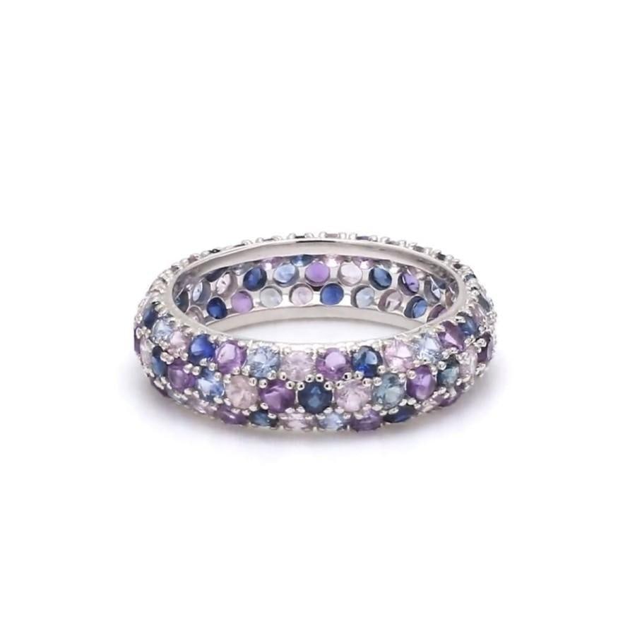 Natural 2.50 cts blue and pink sapphire ring in 14k gold - 7