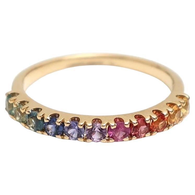 Natural 0.54 cts rainbow sapphire ring in 18k gold - 2