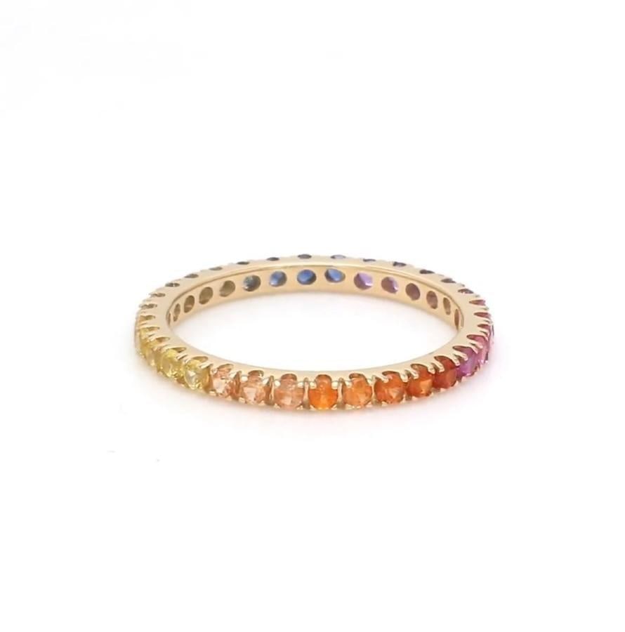 Natural 1.94 cts rainbow sapphire ring in 14k gold - 3