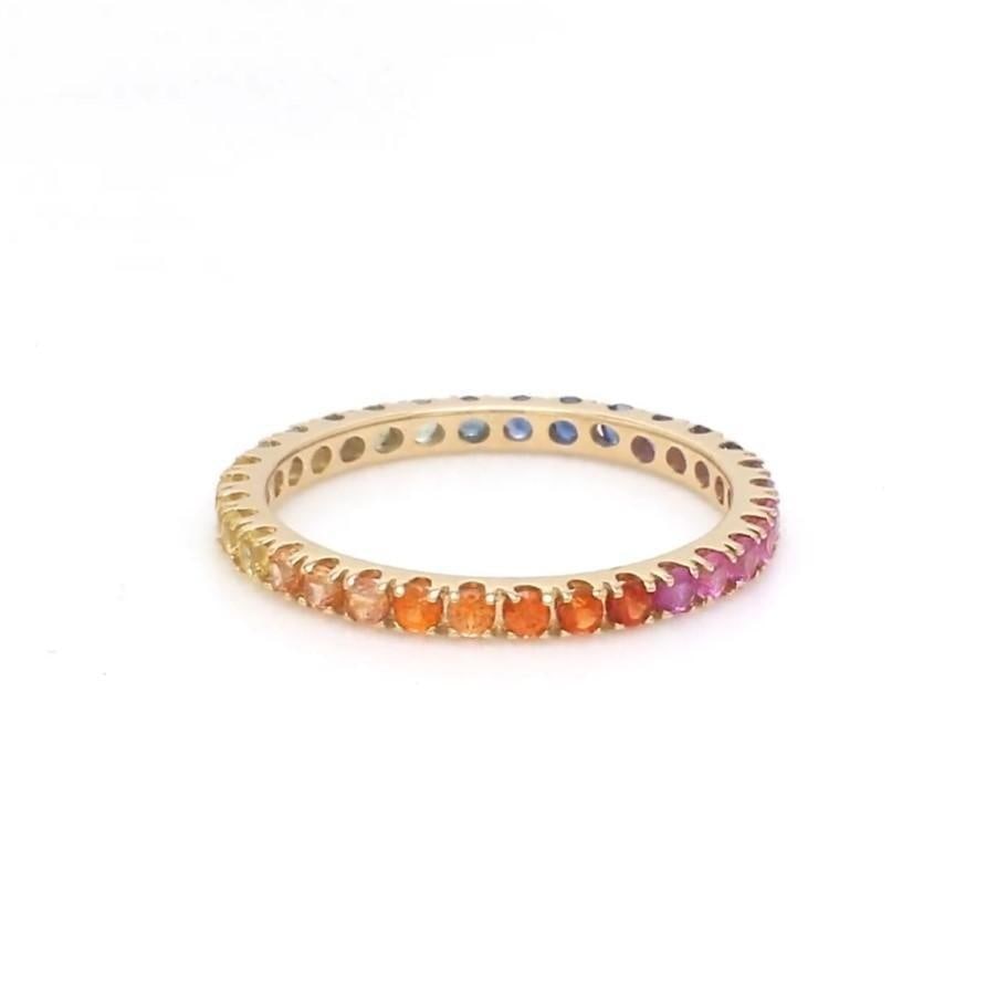 Natural 1.94 cts rainbow sapphire ring in 14k gold - 7