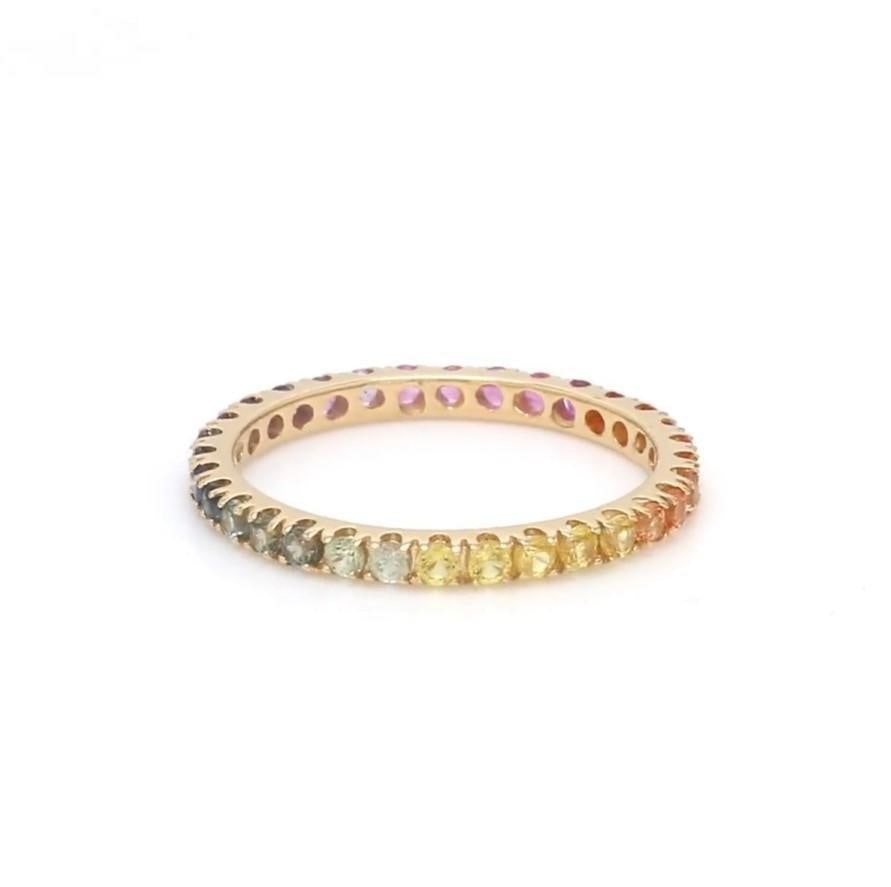 Natural 1.94 cts rainbow sapphire ring in 14k gold - 8