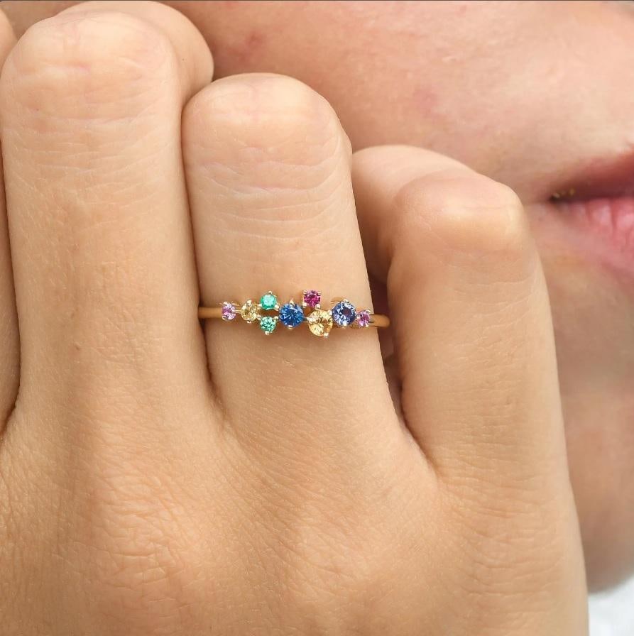Natural 0.32 cts rainbow sapphire ring gold - 12