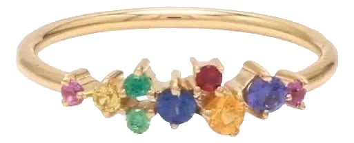 Natural 0.32 cts rainbow sapphire ring gold: Rainbow gemstone cluster ring gold Natural rainbow ombre gemstone round mini cluster ring gold Round rainbow gemstone mini ring gold âœ¦ Gemstone : Multi Sapphire âœ¦
