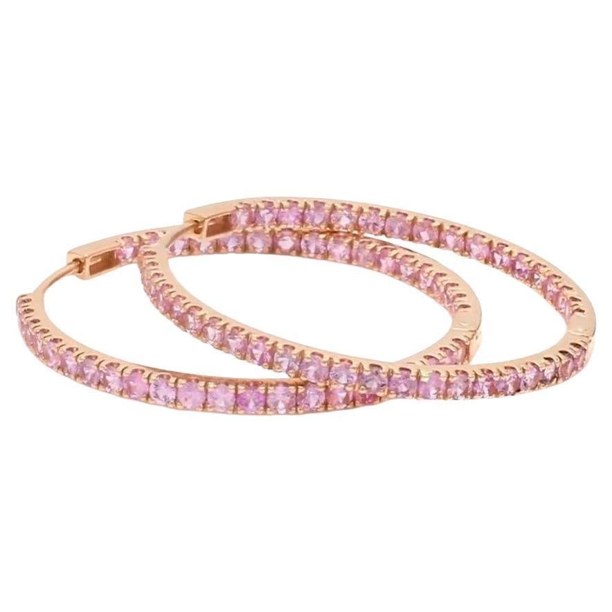 4.80 cts Natural pink sapphire earrings in 18k gold - 15