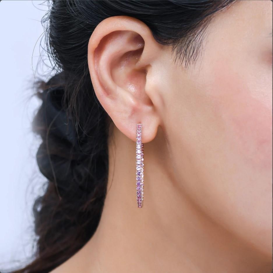4.80 cts Natural pink sapphire earrings in 18k gold - 4