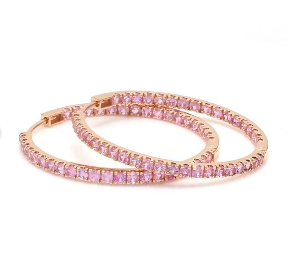 4.80 cts Natural pink sapphire earrings in 18k gold - 7
