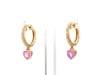 0.73 cts Natural heart pink sapphire and 0.12 cts diamond earrings in 18k gold - 2