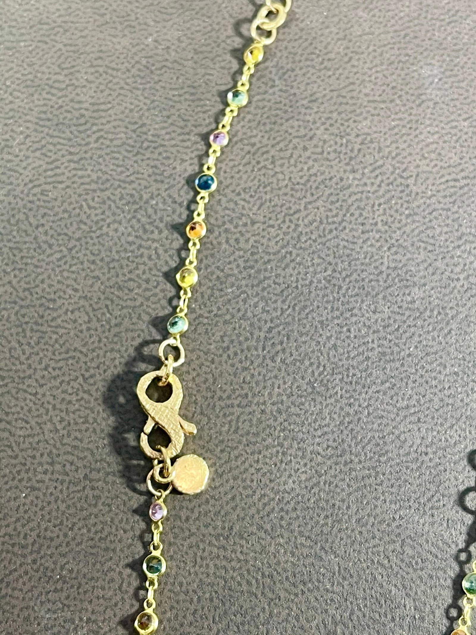 Bezel-Set Multi-Sapphire Station Necklace 18kt Yellow Gold by Designer dc - 5