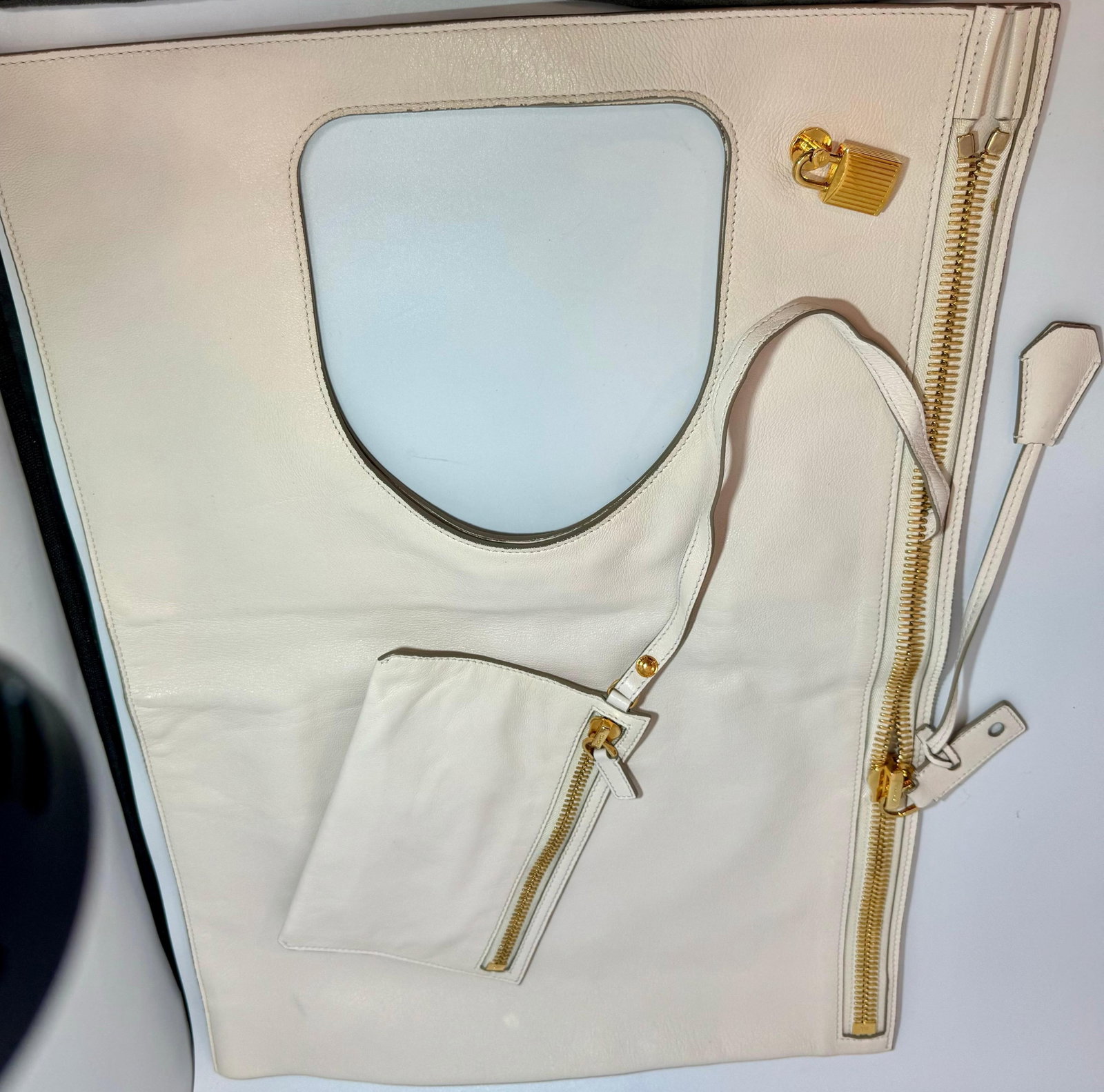 Authentic TOM FORD Alix flat tote Shoulder bag , ALIX Leather Handbag White, New - 6