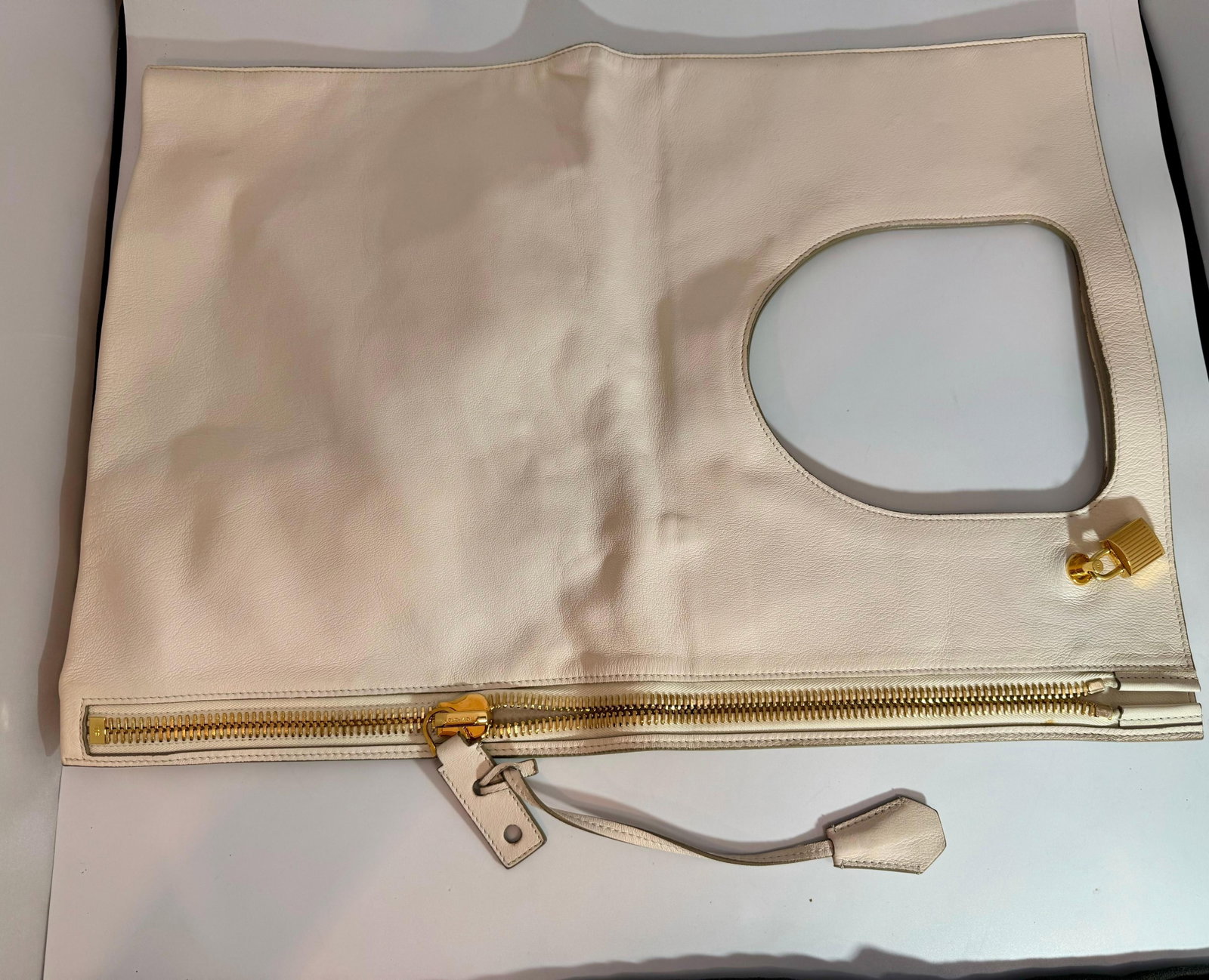 Authentic TOM FORD Alix flat tote Shoulder bag , ALIX Leather Handbag White, New - 7
