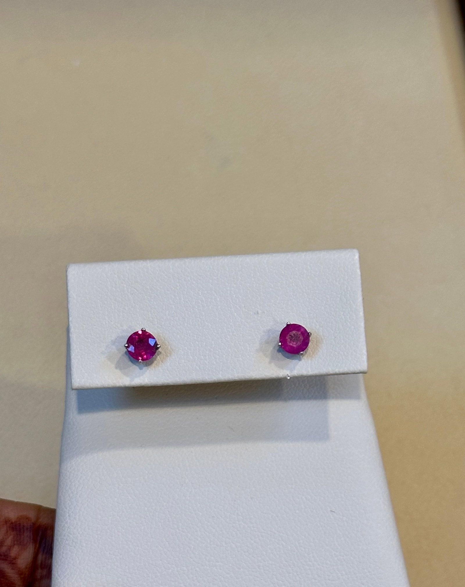 1 Carat Solitaire Natural Ruby Earrings 4 Prongs Screw Back 14 Karat White Gold - 11