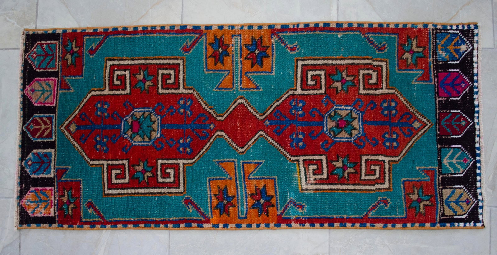 1970s Vintage Oushak Rug Hand Knotted Small Rug Mat - 1"²8"³ × 3"²11"³ - 13