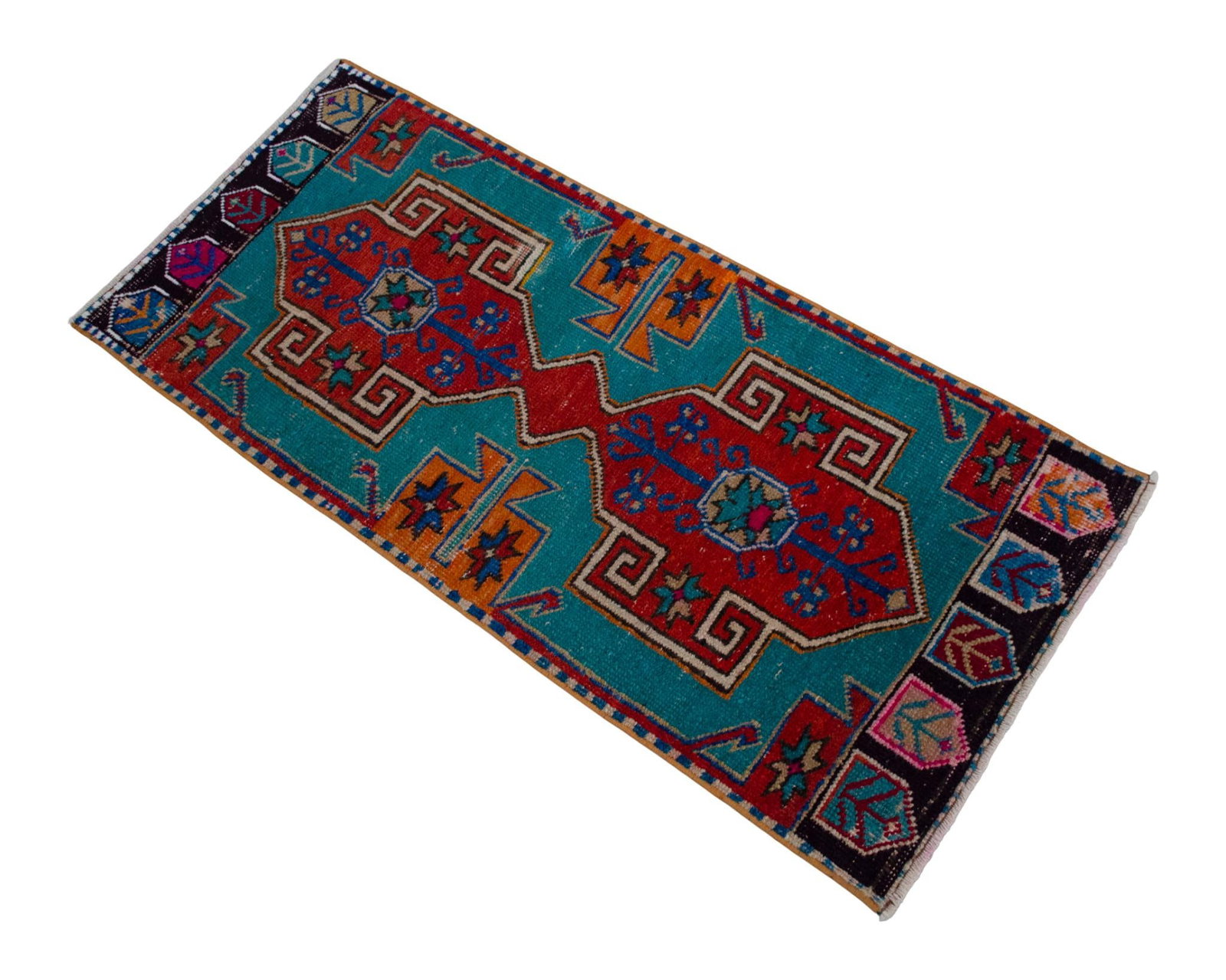 1970s Vintage Oushak Rug Hand Knotted Small Rug Mat - 1"²8"³ × 3"²11"³ - 4