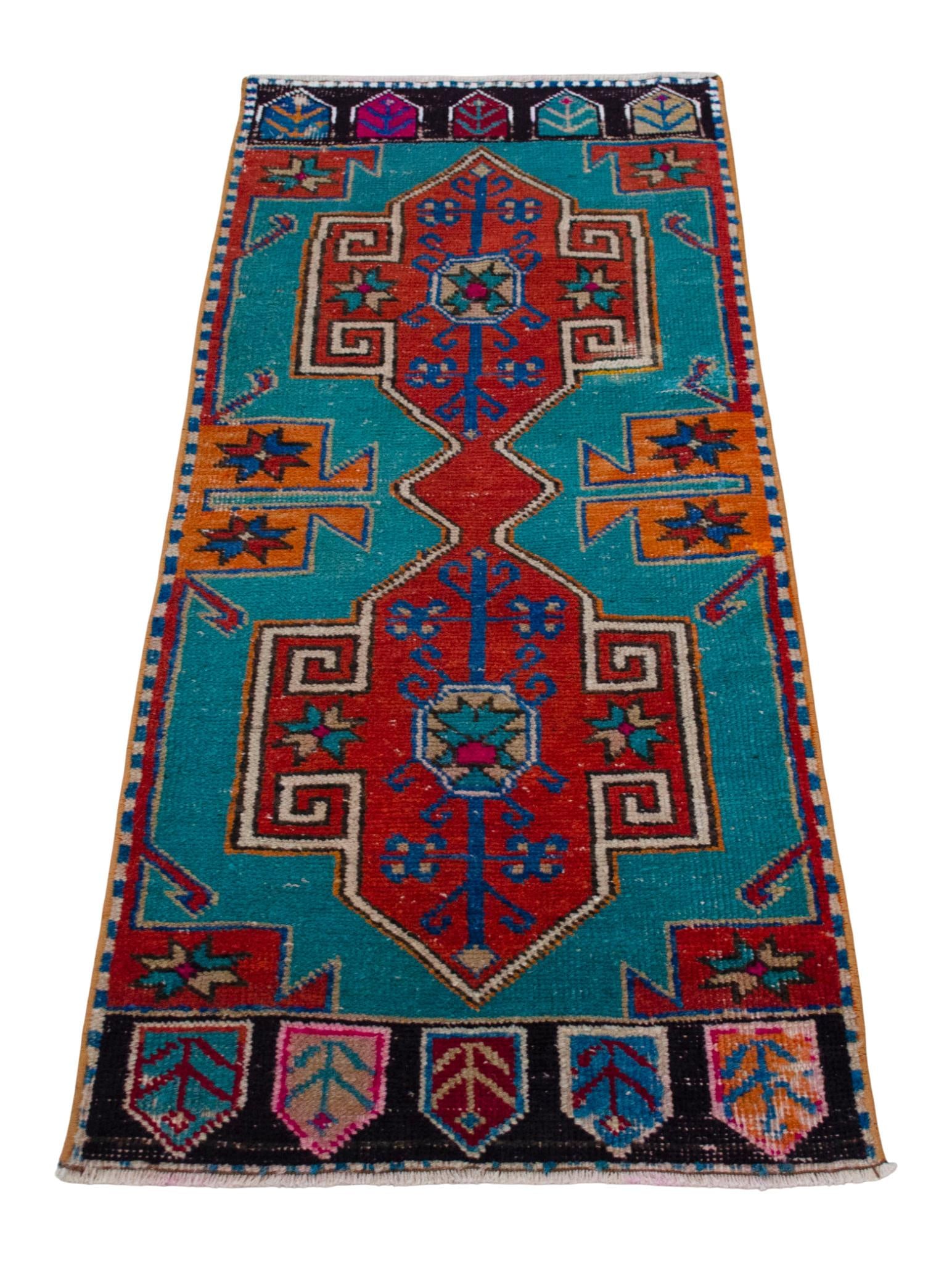 1970s Vintage Oushak Rug Hand Knotted Small Rug Mat - 1"²8"³ × 3"²11"³ - 5