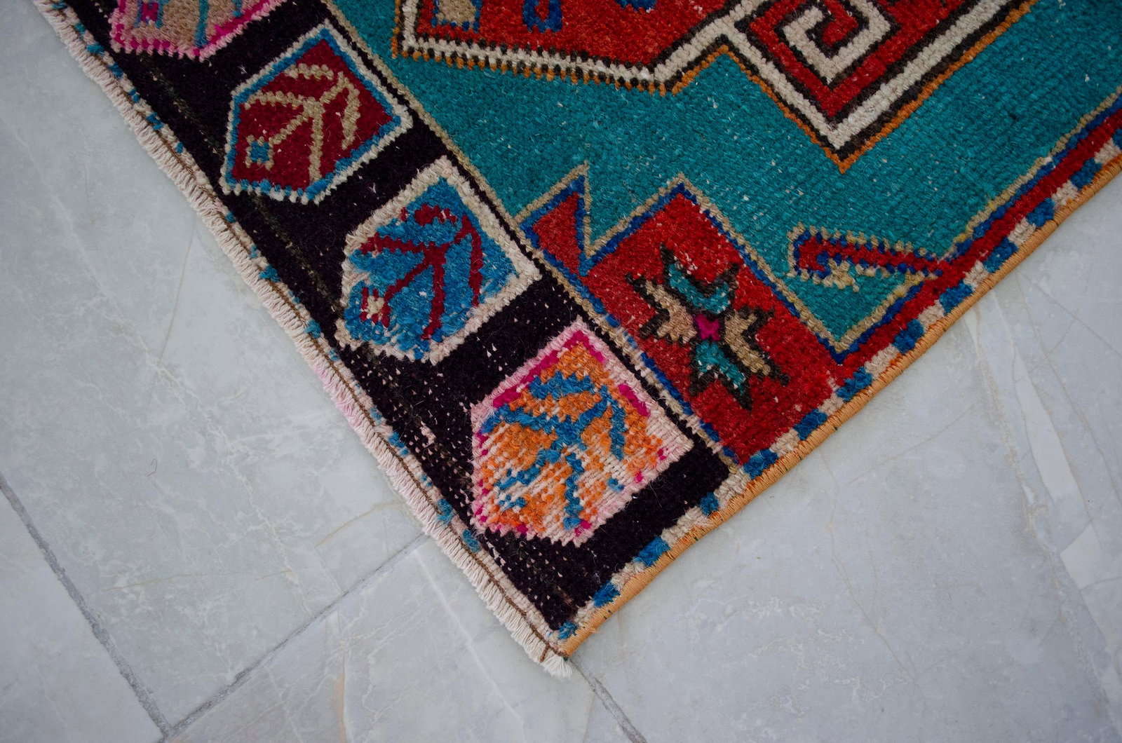 1970s Vintage Oushak Rug Hand Knotted Small Rug Mat - 1"²8"³ × 3"²11"³ - 8