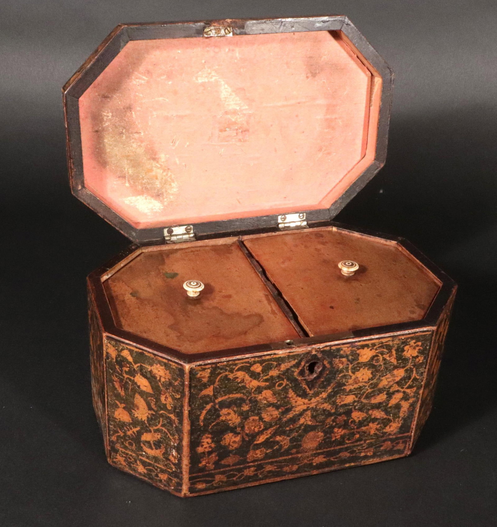 Regency English Penwork Double Tea Caddy, England, Circa 1820 - 10