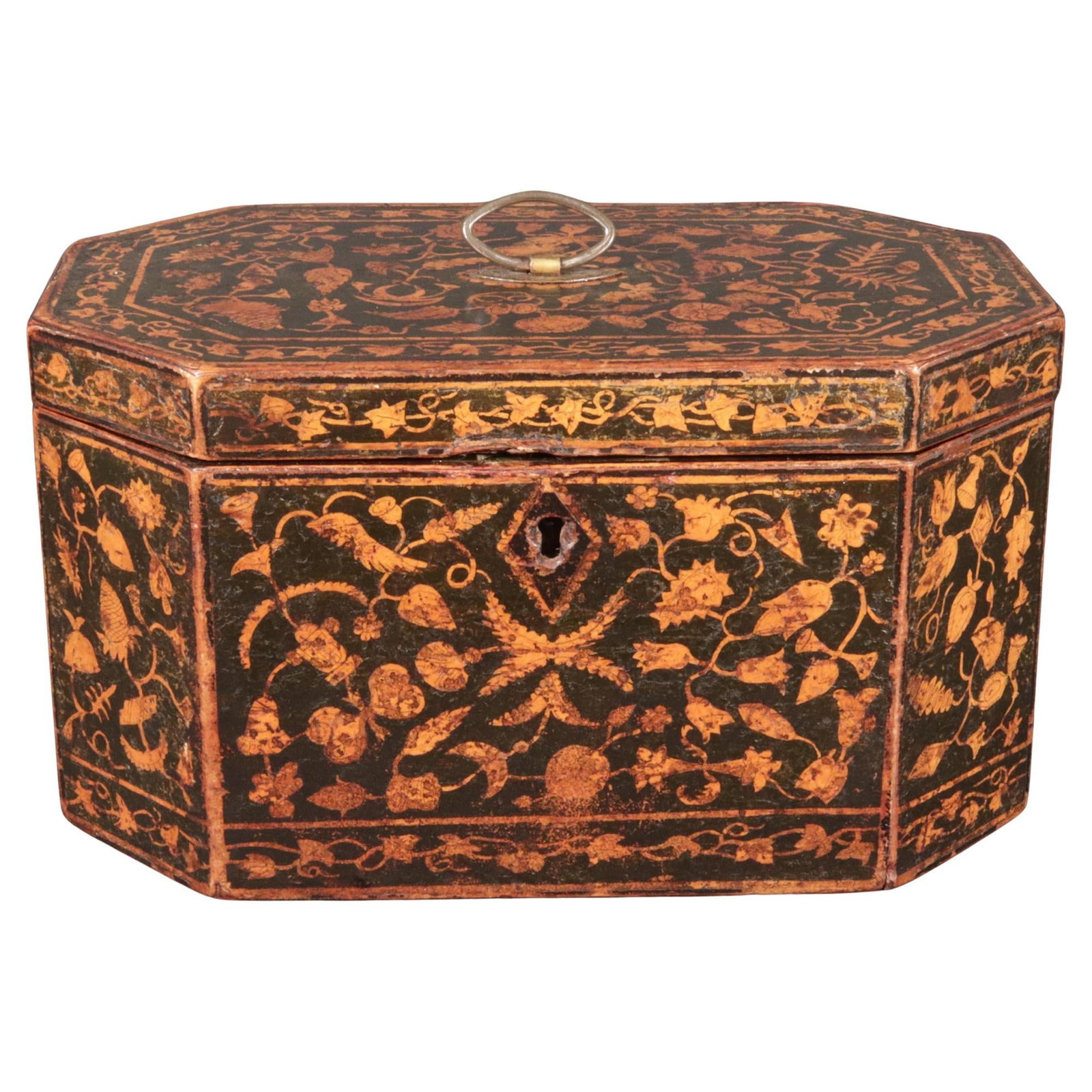 Regency English Penwork Double Tea Caddy, England, Circa 1820 - 2
