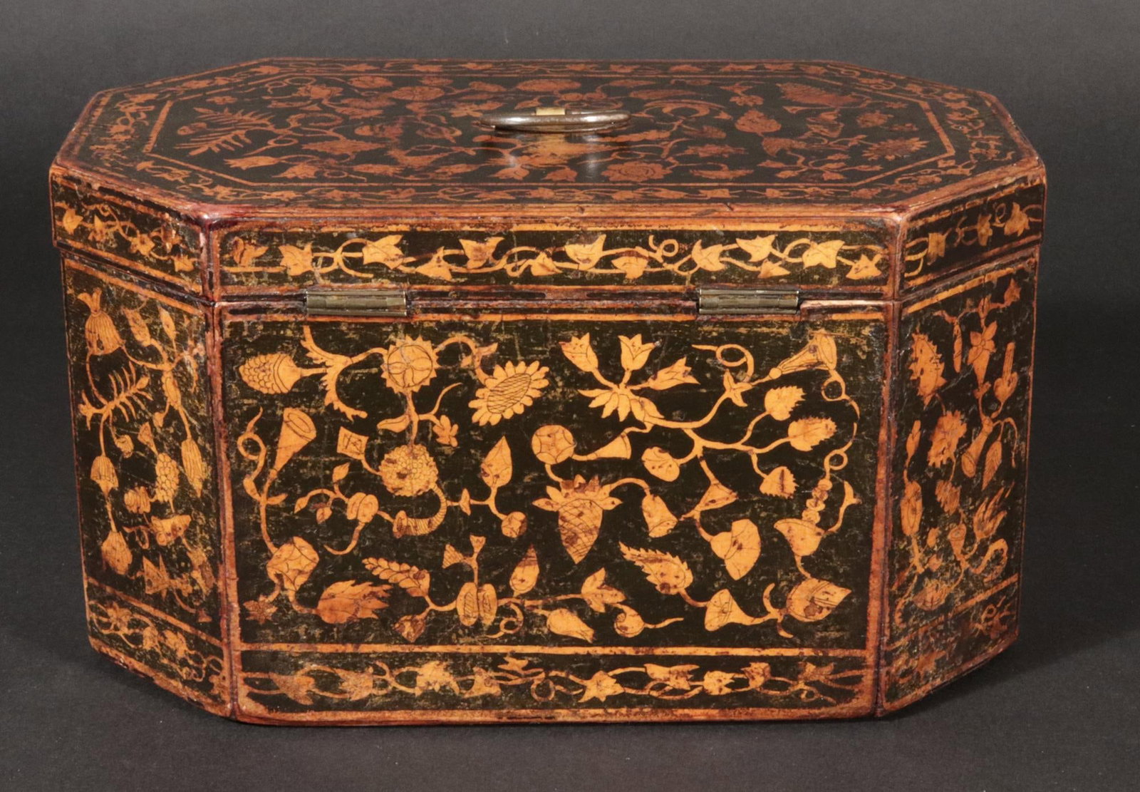 Regency English Penwork Double Tea Caddy, England, Circa 1820 - 3