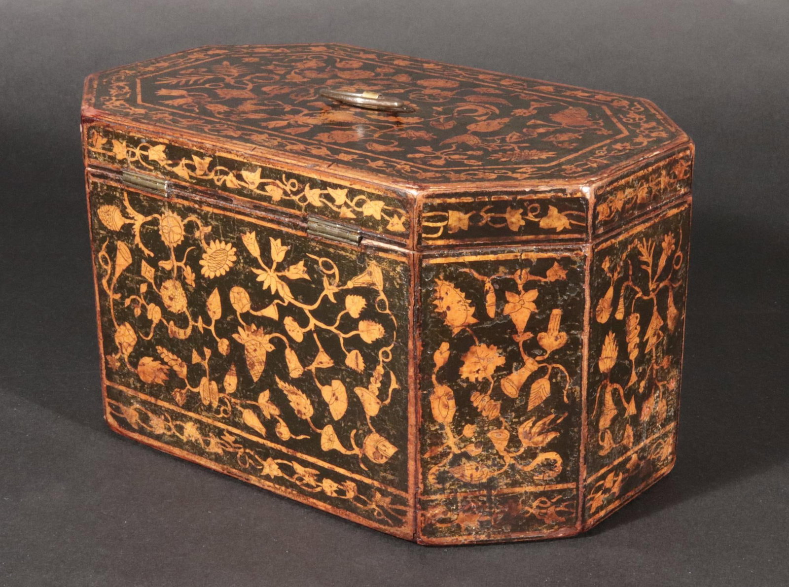 Regency English Penwork Double Tea Caddy, England, Circa 1820 - 5