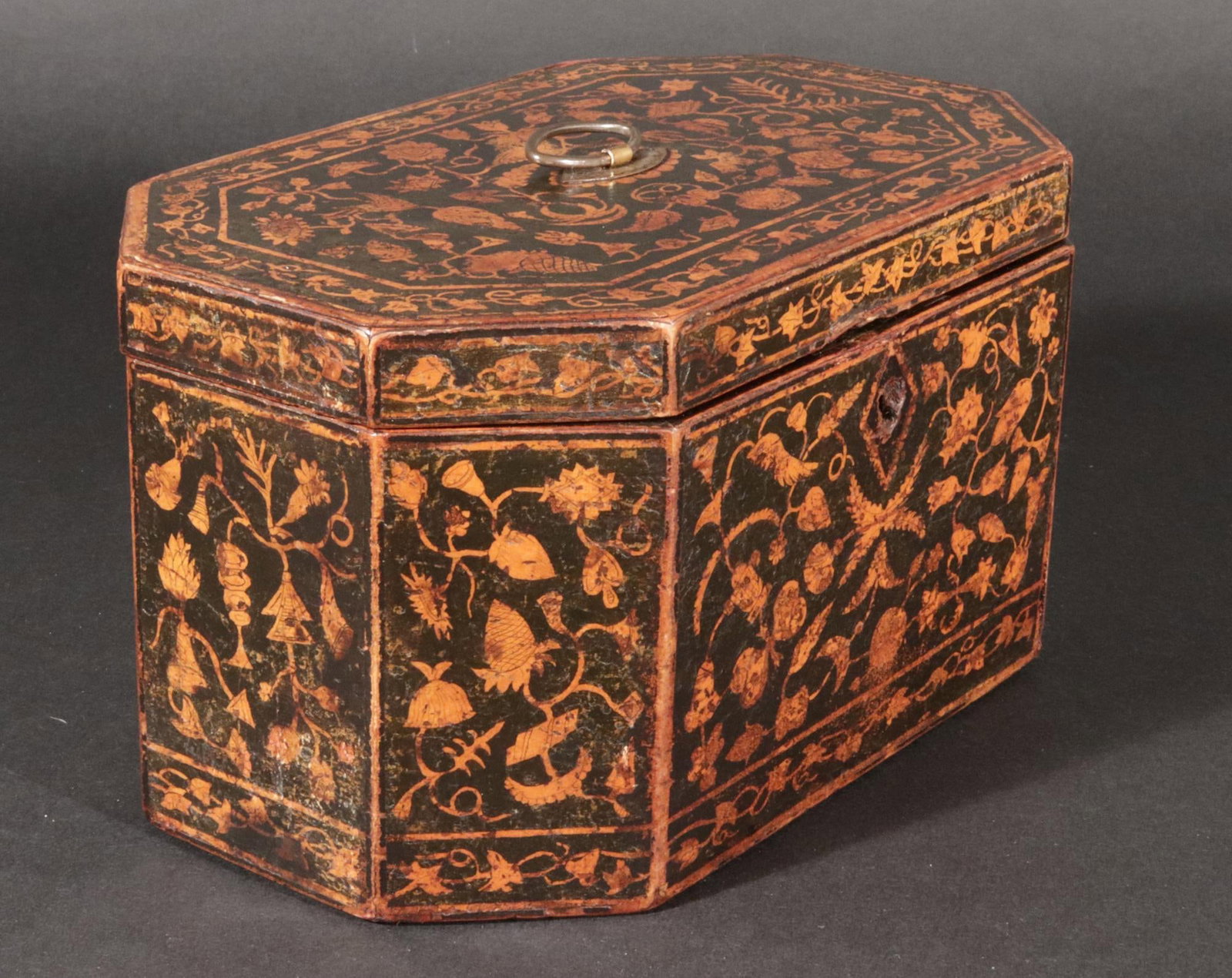 Regency English Penwork Double Tea Caddy, England, Circa 1820 - 6