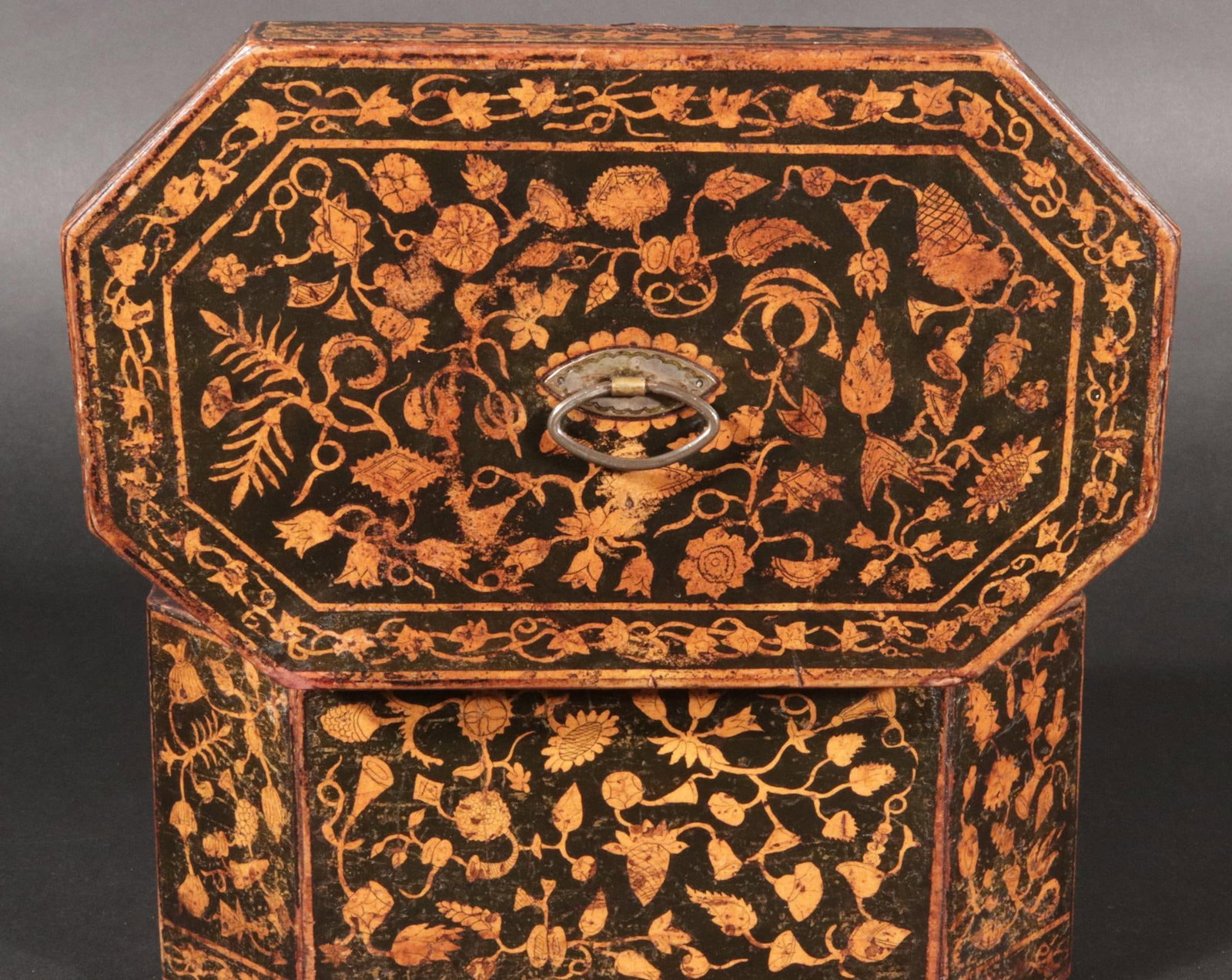 Regency English Penwork Double Tea Caddy, England, Circa 1820 - 9