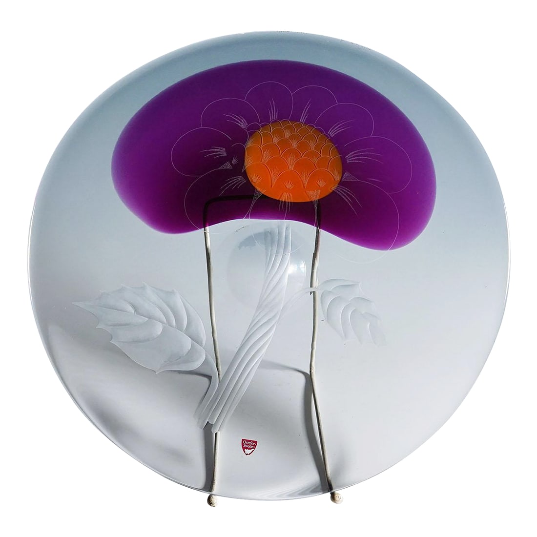 Expo Art Glass Plate by Olle Alberius for Orrefors, Sweden 1977: Expo Art Glass Plate by Olle Alberius for Orrefors, Sweden 1977 This striking art glass plate is part of the 'Tree of Live' series designed by Swedish artist Olle Alberius (1926–1993) for the Or