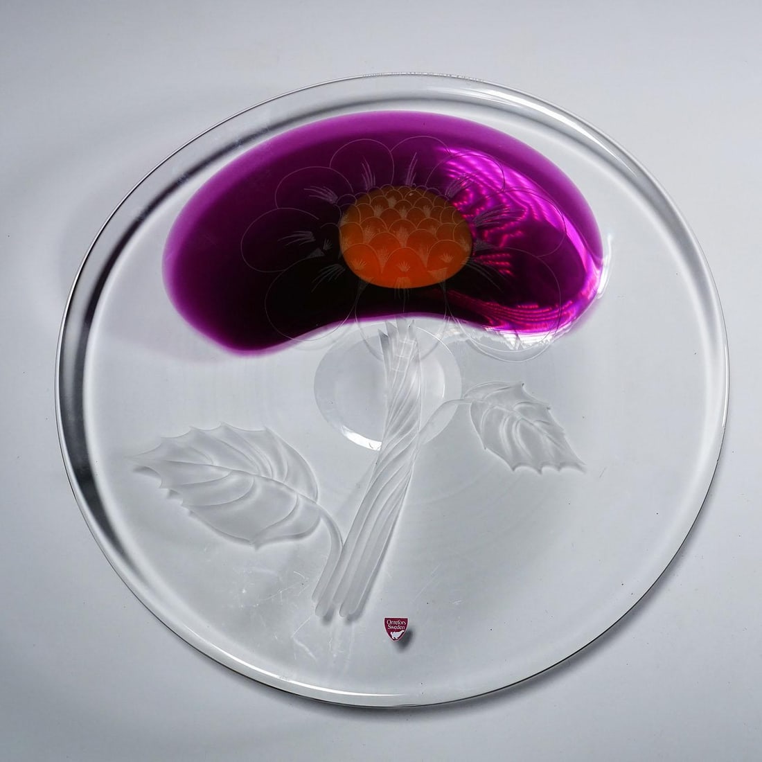 Expo Art Glass Plate by Olle Alberius for Orrefors, Sweden 1977 - 6