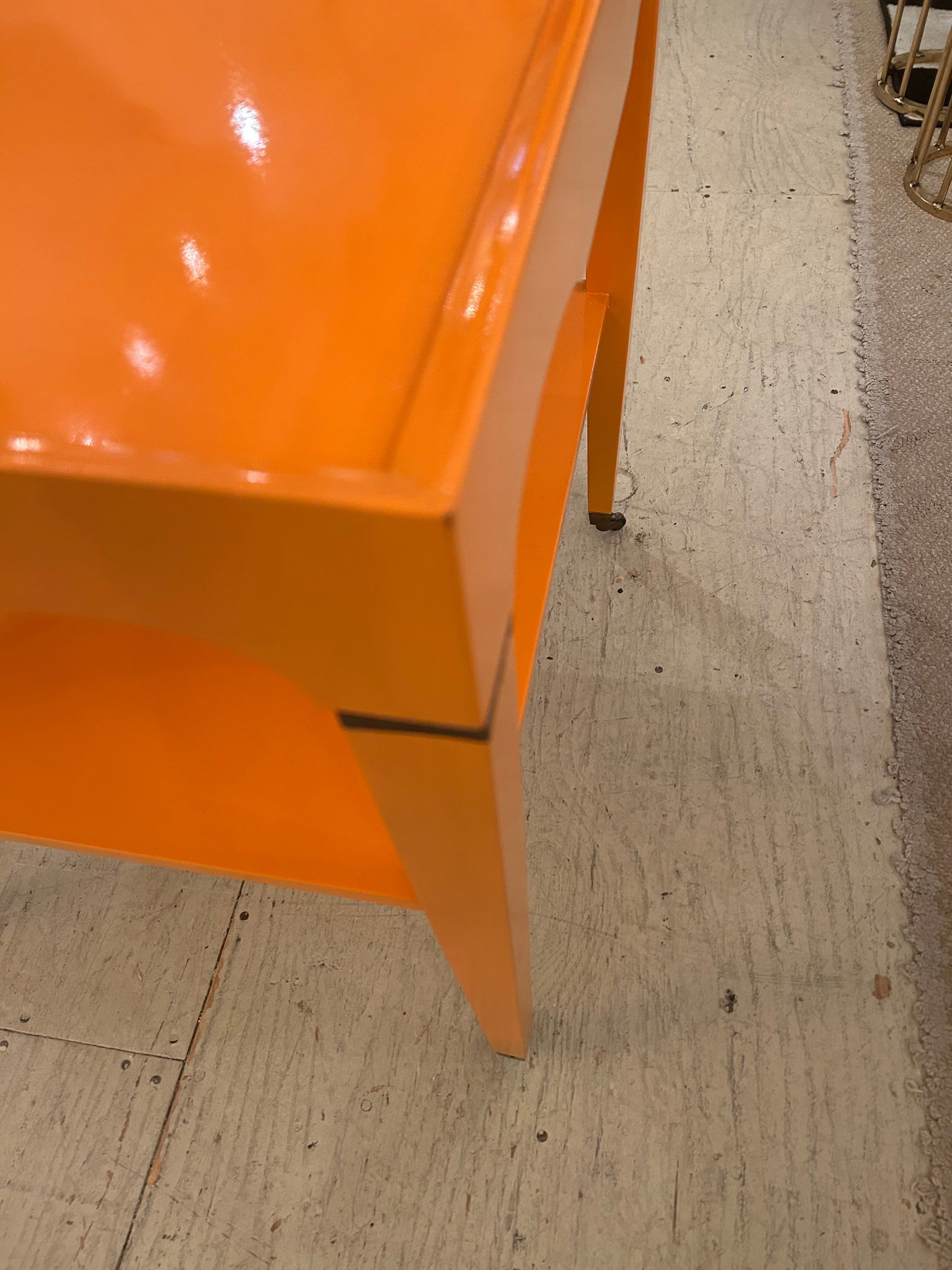 Glossy Hermes Orange Square Two Tier End Tables -a Pair - 11