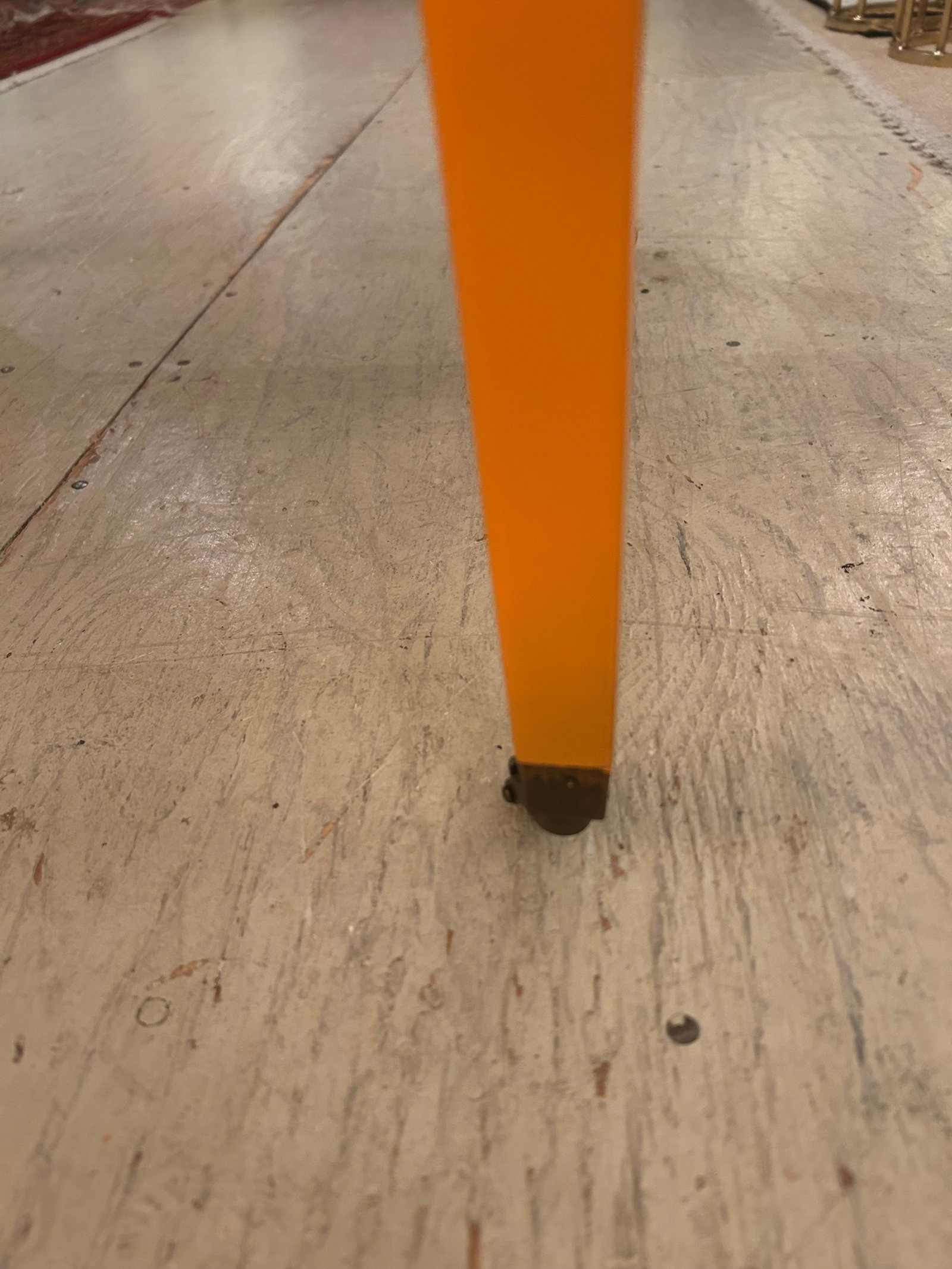 Glossy Hermes Orange Square Two Tier End Tables -a Pair - 15