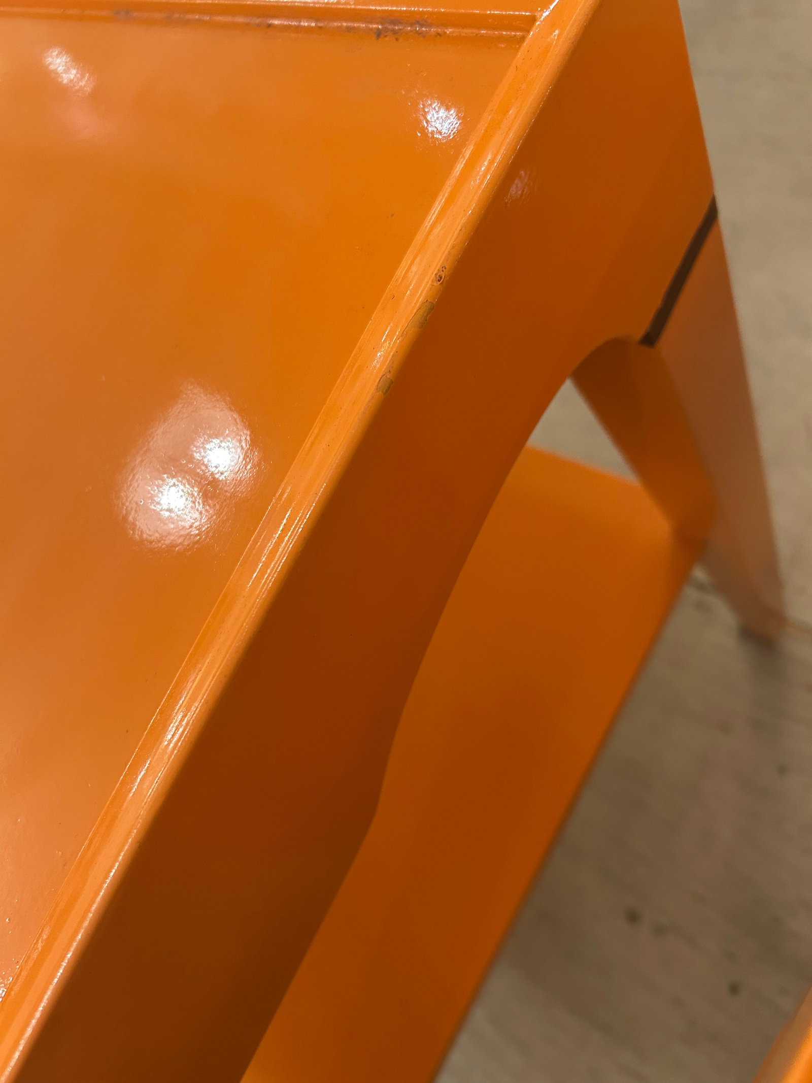 Glossy Hermes Orange Square Two Tier End Tables -a Pair - 3