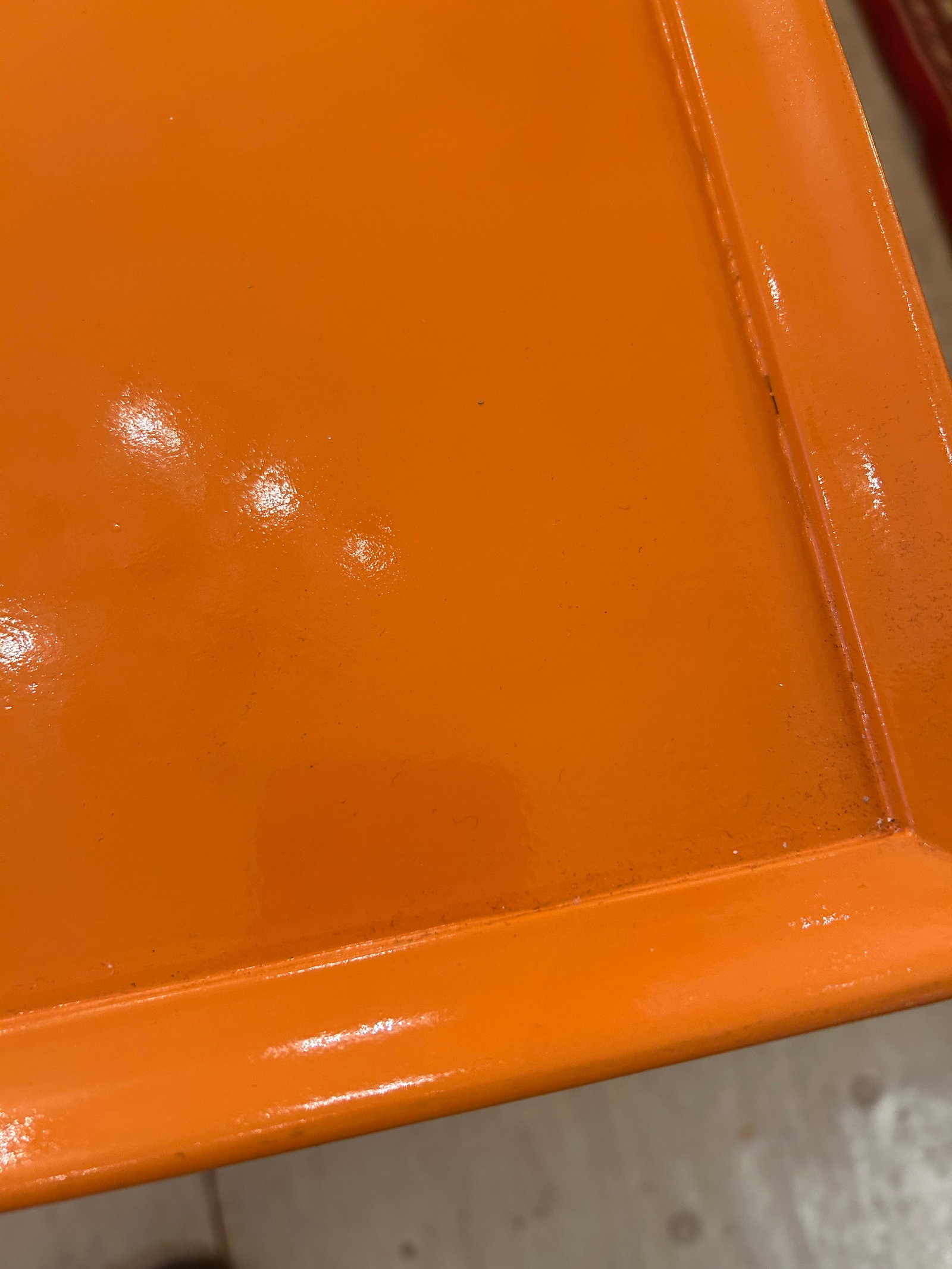 Glossy Hermes Orange Square Two Tier End Tables -a Pair - 8