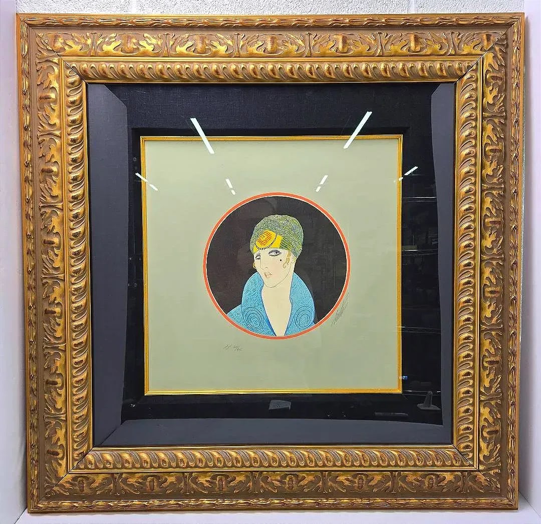 1970s Erté Signed Serigraph Pair – Yellow Turban Ap 60/60 & Rose Turban 264/300 Framed - 2